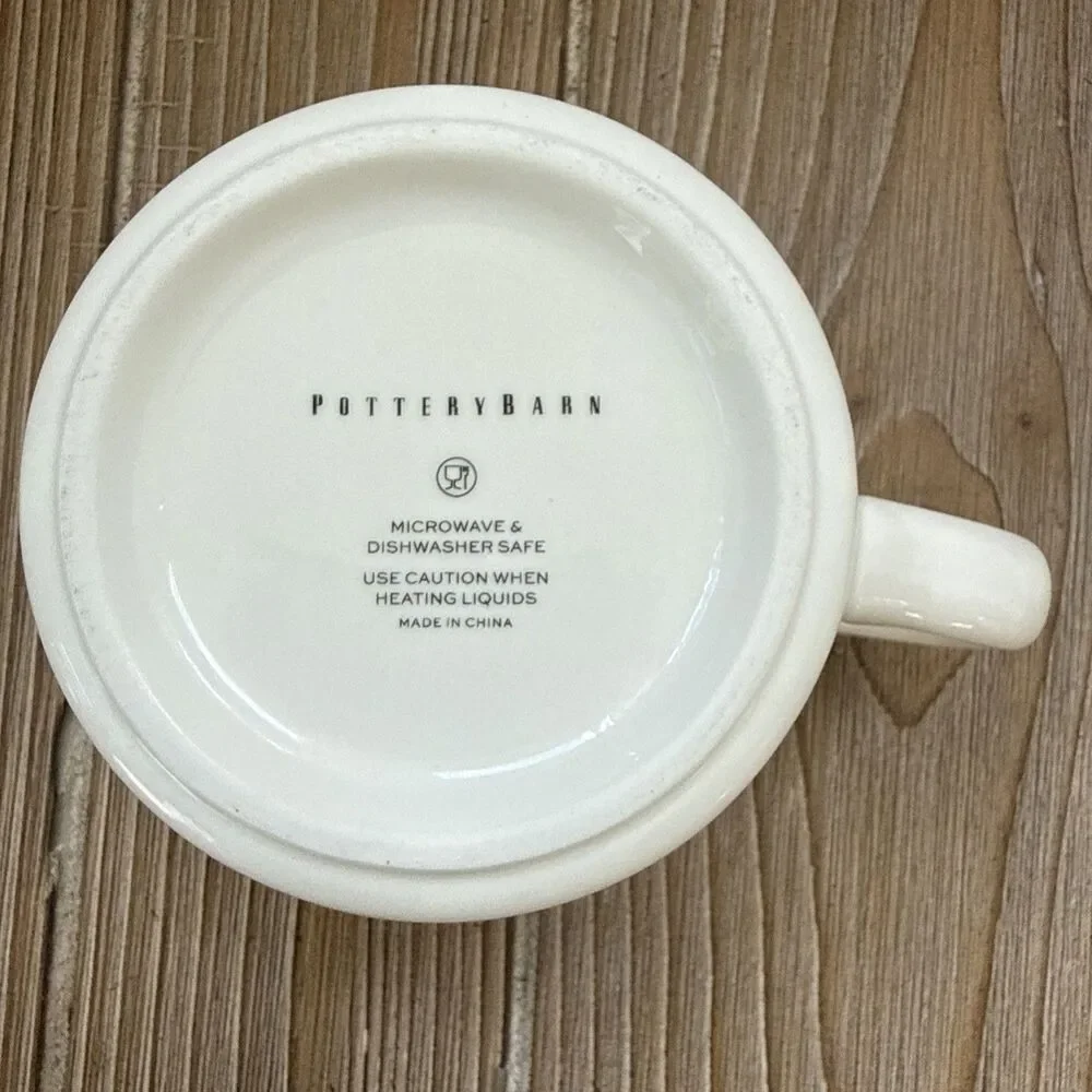 POTTERY BARN STEWART PLAID ALPHABET STONEWARE MUG M